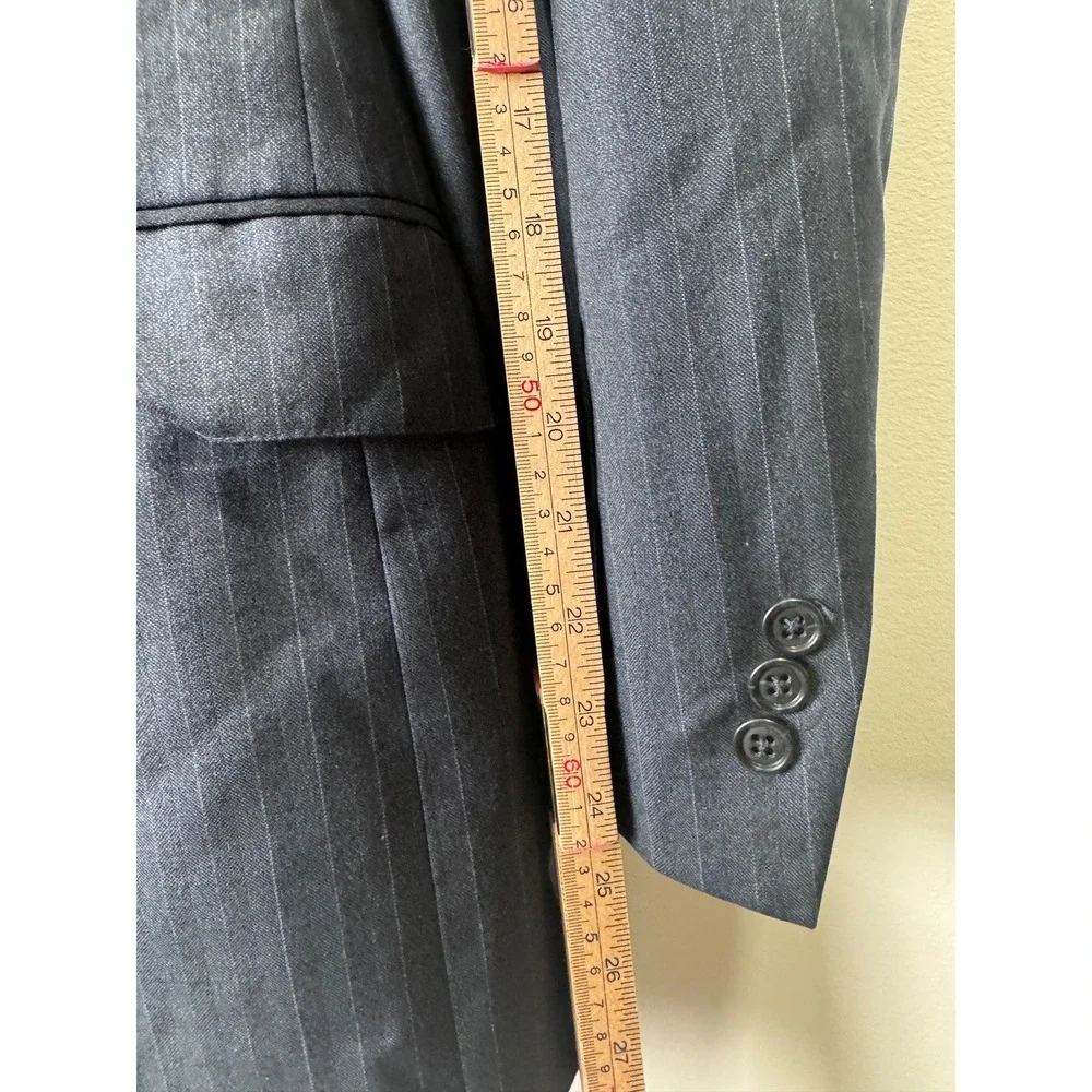 J. Press Men Navy Pinstripe Vitale Barberis Canonico Wool Sport Coat 44R